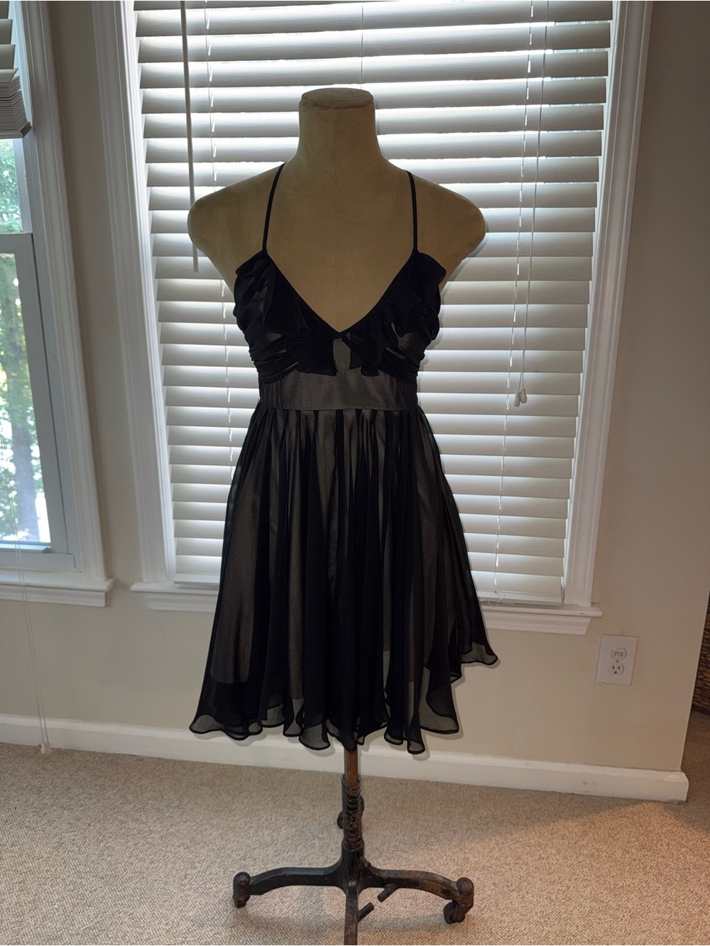 Ark & Co Black Ruffled Halter Mini Dress with Flowy Skirt
